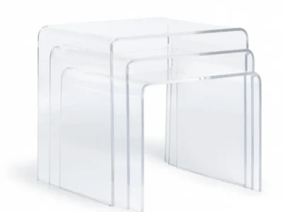 Mesas de metacrilato personalizadas en distintas formas, colores y acabados