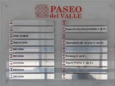 Placas de metacrilato rotuladas - Directorio de empresas