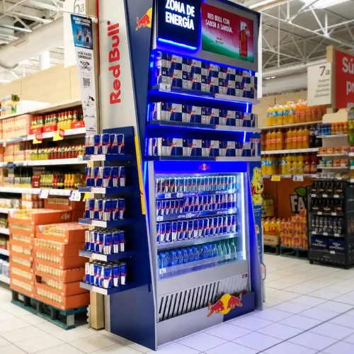 Expositor de bebidas en metacrilato para punto de venta