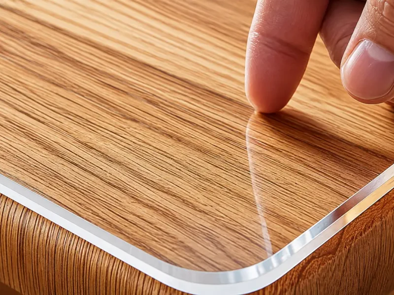 Mesa de madera con protector de metacrilato a medida